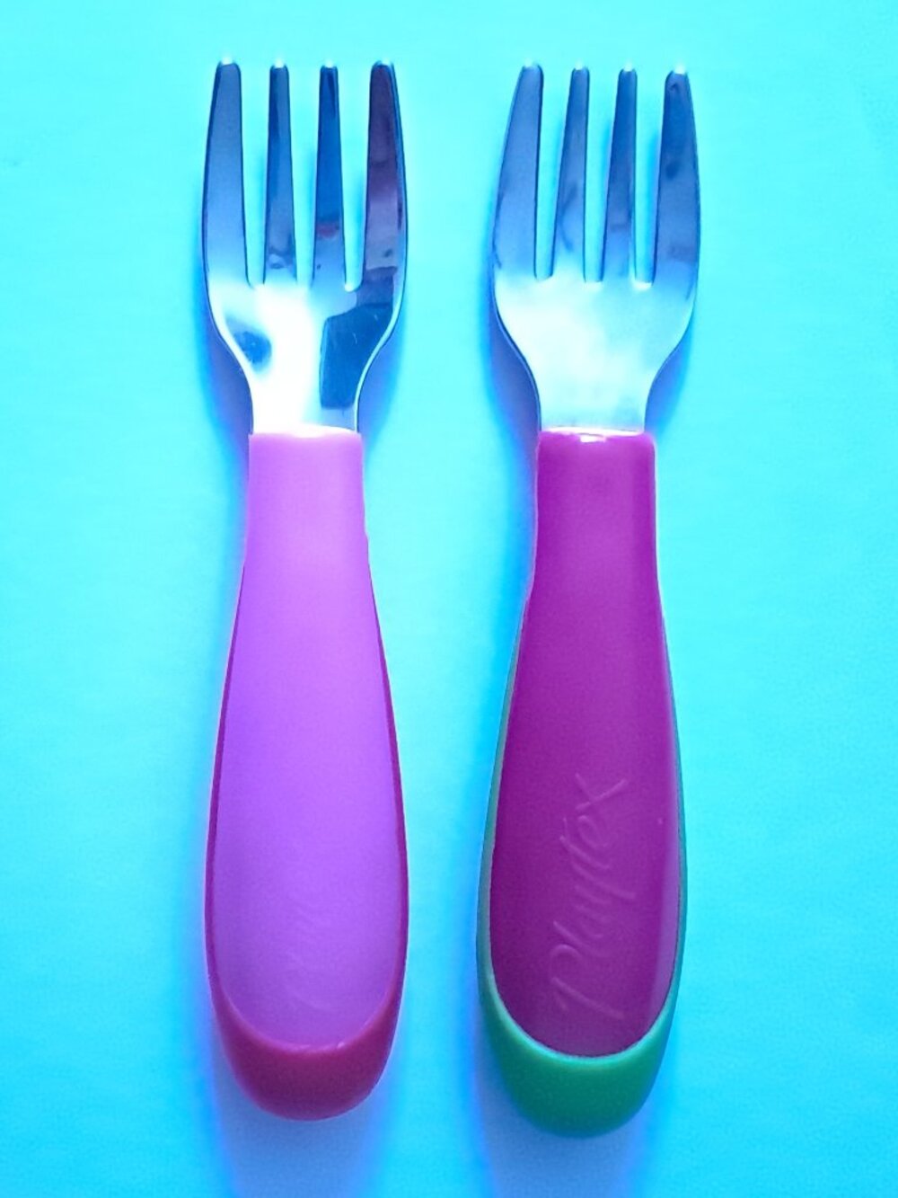 Lot of 2 Playtex Forks for Toddlers: Stainless Steel Tip, BPA FREE